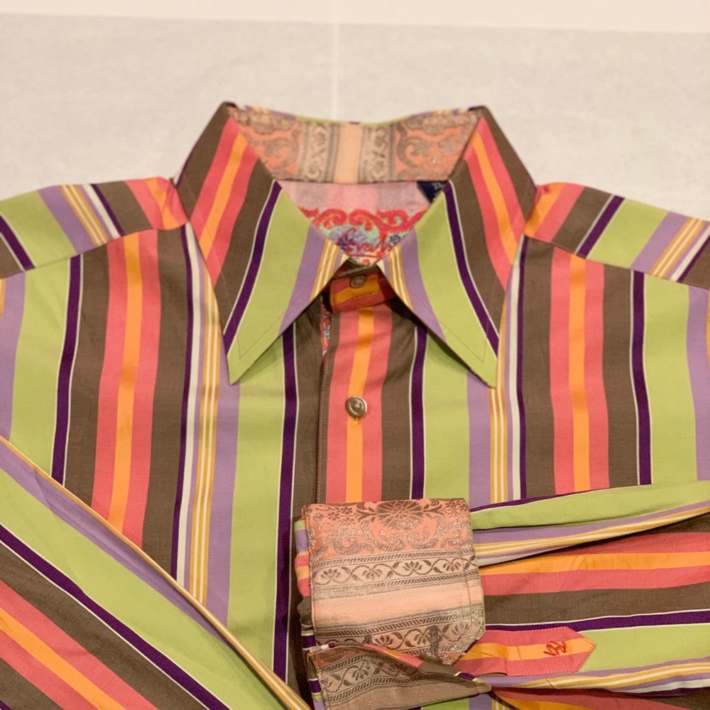 Robert Graham multi-colored striped shirt